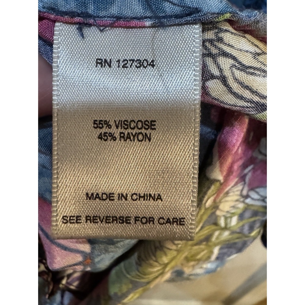 John Mark women's mixed-print button-front tunic‎ Size Large Silky Floral Boho - Picture 6 of 10